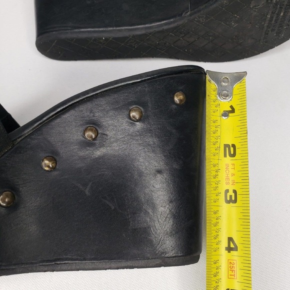 Donald J. Pliner Sandals Swan Black Studs Wedge Heels Platform Slides - Picture 14 of 15